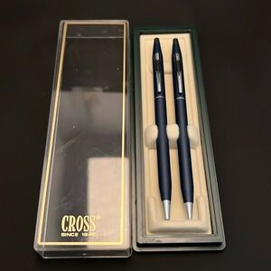 *Mint, Rare* Cross Classic Century Ballpoint Pen/PencilSet-Matte Blue/Silver